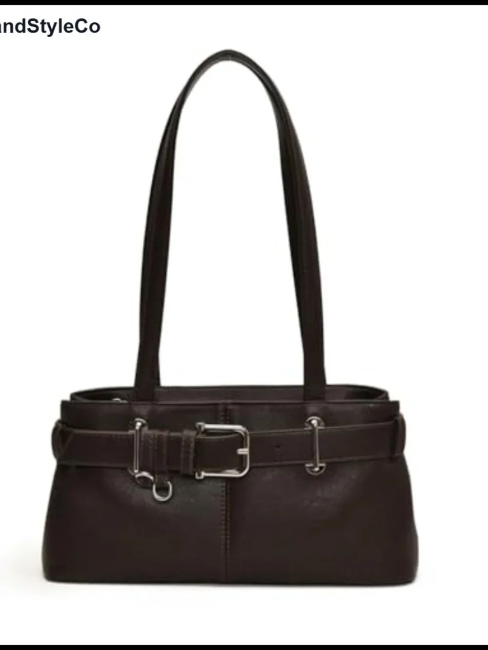 Vintage Y2K Hobo Purse Faux Leather Belt Buckle Underarm Satchel